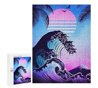 Puzzles for Adults 500 PCS Synthwave Wave And Sunset Puzzle for Adults Family Games Hand Speed Race Unique Birthday And Xmas Gifts 500 PCS