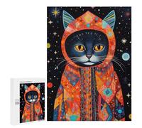 Puzzles for Adults 500 PCS Tribal Animal Art 02 Cat Jigsaws for Adults Relaxing Games Enhance Memory Unique Birthday And Xmas Gifts 500 PCS