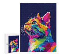 Puzzles for Adults 500 PCS Vibrant Geometric Cat Jigsaws for Adults Relaxing Games Enhance Memory Unique Birthday And Xmas Gifts 500 PCS