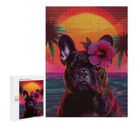 Puzzles for Adults 500 PCS Vibrant Tropical Bulldog Puzzles for Teenagers Staycation Kill Time Help The Brain Exercise Unique Birthday And Xmas Gifts 500 PCS