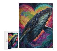 Puzzles for Adults 500 PCS Whale Heart Painting Artwork Jigsaws for Adults Puzzle Difficult Challenge Help The Brain Exercise Unique Challenge Game 500 PCS