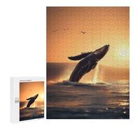 Puzzles for Adults 500 PCS Whale Jumping in The Sea Jigsaws for Adults Relaxing Games Enhance Memory Unique Birthday And Xmas Gifts 500 PCS