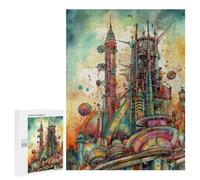 Puzzles for Adults 500 PCS Whimsical Future Cityscape Puzzles for Adults Hands-on Game But Fun And Humorous Christmas Birthday Gifts 500 PCS