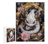 Puzzles for Adults 500 PCS White Dragon with Gold Accents Jigsaw for Teenagerss Pattern Assembly Parent-child Interaction Beautiful Design Game 500 PCS