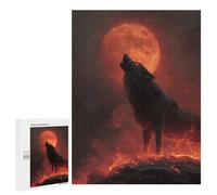 Puzzles for Adults 500 PCS Wolf Howling at Blood Moon Puzzles for Teenagers Staycation Kill Time Help The Brain Exercise Unique Birthday And Xmas Gifts 500 PCS