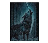 Puzzles for Adults 500 PCS Wolf Howls at Moon Jigsaws for Adults Hands-on Game Precision Cutting Fun at Home Activities, 500 PCS
