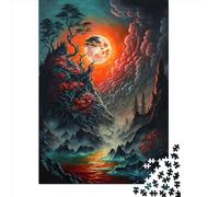 Puzzles for Adults 500 Piece Jigsaw Puzzles for Adults Misty Lunar Eclipse Creative Rectangular Puzzles,Wooden Puzzle, Gifts Puzzle 500pcs (52x38cm)
