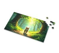 Puzzles For Adults 500 Pieces A Cat Walks Down A Path In A Sunlit Forest. Picture Puzzle Puzzles 500 Pieces 100 Piece Puzzles For Kids(500PCS)