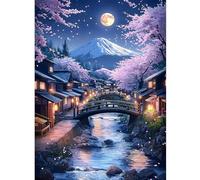Puzzles for Adults 500 Pieces, Cherry Blossom Jigsaw Puzzles - Cherry Blossom Village, Impossible Unique Puzzle for Seniors Family, 20.47 x 14.96 inches, 1:1 Poster, Letter on The Back