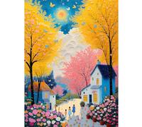 Puzzles for Adults 500 Pieces, Cherry Blossom Jigsaw Puzzles - Colorful Path, Impossible Colorful Wall Art Puzzle for Seniors Families, 20.47x14.96 Inches, 1:1 Poster, Letter On The Back
