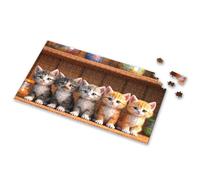 Puzzles For Adults 500 Pieces Five Adorable Kittens Sitting Together Picture Puzzle Puzzle Easter Gifts For Toddlers(500PCS)
