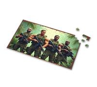 Puzzles For Adults 500 Pieces Four Soldiers In Green Vests With Rifles Against A Tropical Backg Picture Puzzle Girl Toys Age 4-5 Puzzle(500PCS)