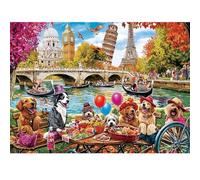 Puzzles for Adults 500 Pieces - Fun Picnic Pups Around The World Puzzle, Dog Gone Days Jigsaw Puzzle, Camping Animal Puzzles for Teens 12-16, Impossible Puzzle Perfect for Game Nights 20.5X 15 in