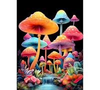 Puzzles for Adults 500 Pieces, Mushroom Jigsaw Puzzles - Colorful Mushrooms, Impossible Glow in The Dark Puzzle for Seniors Family, 20.47 x 14.96 inches, 1:1 Poster, Letter on The Back