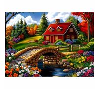 Puzzles for Adults 500 Pieces, Nature Landscape Jigsaw Puzzles - Cottage in Bloom, Impossible Nature Landscape Puzzle for Seniors Families, 20.47x14.96 Inches, 1:1 Poster, Letter On The Back