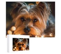 Puzzles for Adults 500 Pieces Personalized Wooden Puzzle A Yorkshire Terrier Jigsaw Puzzles Challenging Picture Puzzle for Family Wedding Christmas Birthday Gifts Art Wall Decor 38x52 CM