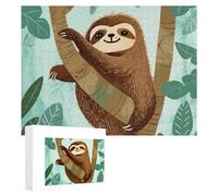 Puzzles for Adults 500 Pieces Personalized Wooden Puzzle Hug Tree Sloth Jigsaw Puzzles Challenging Picture Puzzle for Family Wedding Christmas Birthday Gifts Art Wall Decor 38x52 CM