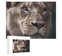 Puzzles for Adults 500 Pieces Personalized Wooden Puzzle Lion's Focused Expression Jigsaw Puzzles Challenging Picture Puzzle for Family Wedding Christmas Birthday Gifts Art Wall Decor 38x52 CM