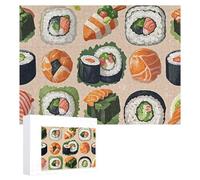 Puzzles for Adults 500 Pieces Personalized Wooden Puzzle Sushi Food Pattern Jigsaw Puzzles Challenging Picture Puzzle for Family Wedding Christmas Birthday Gifts Art Wall Decor 38x52 CM