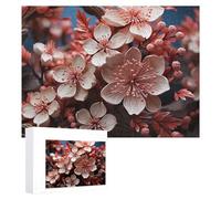 Puzzles for Adults 500 Pieces Personalized Wooden Puzzle Wooden Cherry Blossoms Jigsaw Puzzles Challenging Picture Puzzle for Family Wedding Christmas Birthday Gifts Art Wall Decor 38x52 CM