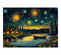 Puzzles for Adults 500 Pieces, Starry Night Jigsaw Puzzles - Starry Enchanted Forest, Impossible Landscape Puzzle for Seniors Families,20.47x14.96 inches, 1:1 Poster, Letter on The Back