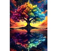 Puzzles for Adults 500 Pieces, Tree of Life Jigsaw Puzzles - Starlit Rainbow Tree, Impossible Starry Night Puzzle for Seniors Families,20.47x14.96 inches, 1:1 Poster, Letter on The Back