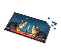 Puzzles For Adults 500 Pieces Two Cats Sitting At A Table With A Candle Between Them. Picture Puzzle Puzzles 500 Pieces 100 Piece Puzzles For Kids(300PCS)