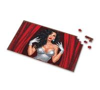 Puzzles For Adults 500 Pieces Vintage Glamour: A Woman In Silver Lace Against Red Curtains Picture Puzzle Toys & Games Toys For Boys 6-8(300PCS)