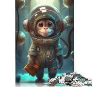 Puzzles for Adults 500 Puzzles Astronaut Space Monkey Jigsaw Puzzle for Adults Wood Jigsaw Fun Puzzles Games 500pcs (52x38cm)