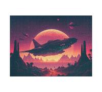 Puzzles for Adults 52x38cm/1000pcs Alien Spaceship Over Desert Planet Puzzles for Adults Brain Teaser Game Perfect Decoration Unique Birthday And Xmas Gifts 52x38cm/1000pcs