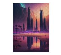 Puzzles for Adults 52x38cm/1000pcs Dystopian Beachfront Metropolis Puzzle for Adults Brain Teaser Game Improve Memory Fun at Home Activities, 52x38cm/1000pcs