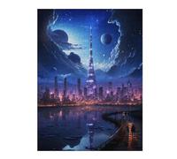 Puzzles for Adults 52x38cm/1000pcs Future Moon Light City Puzzle for Adults Brain Teaser Game Improve Memory Fun at Home Activities, 52x38cm/1000pcs