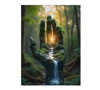 Puzzles for Adults 52x38cm/1000pcs Mossy Hand Waterfall in Forest Adult Jigsaw Puzzle Toy Wall Decor Perfect Decoration Christmas Birthday Gifts 52x38cm/1000pcs