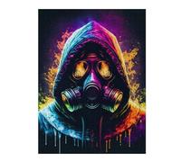 Puzzles for Adults 52x38cm/1000pcs Neon Gas Mask Artwork -1 Adult Jigsaw Puzzle Hands-on Game Precision Cutting Challenging Game Gifts 52x38cm/1000pcs