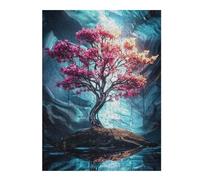 Puzzles for Adults 52x38cm/1000pcs Pink Tree in Blue Cave Jigsaws for Adults Brain Teaser Game Difficult Hard Challenging Game Gifts 52x38cm/1000pcs