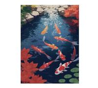 Puzzles for Adults 52x38cm/1000pcs Pond Koi Fish Aesthetic Puzzle for Adults Brain Teaser Game Improve Memory Fun at Home Activities, 52x38cm/1000pcs