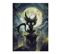 Puzzles for Adults 52x38cm/1000pcs Puzzles Cartoon Cat on Skyscraper at Night Jigsaw for Adults Relaxing Games Presents for Women Stress Reduction Gifts 52x38cm/1000pcs