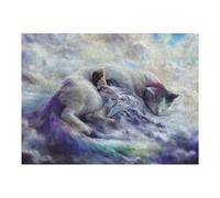 Puzzles for Adults 52x38cm/1000pcs Puzzles Girl Sleeping with Giant Cat in Clouds Jigsaws for Adults Family Games But Fun And Humorous for Birthday, Chrismas 52x38cm/1000pcs