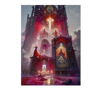 Puzzles for Adults 52x38cm/1000pcs Puzzles Gothic Cathedral with Red Lighting Jigsaw for Adults Relaxing Games But Fun And Humorous Deal As Gifts for The Whole Family 52x38cm/1000pcs