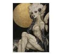 Puzzles for Adults 52x38cm/1000pcs Puzzles Gothic Kintsugi Fairy Under A Golden Moon Jigsaw for Adults Relaxing Games Presents for Women Stress Reduction Gifts 52x38cm/1000pcs