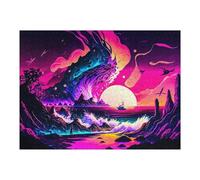 Puzzles for Adults 52x38cm/1000pcs Puzzles Neon Sunset Wave Jigsaws for Adults Family Games But Fun And Humorous for Birthday, Chrismas 52x38cm/1000pcs