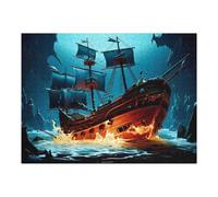 Puzzles for Adults 52x38cm/1000pcs Puzzles Sunken Pirate Ship in Mysterious Cavern Jigsaws for Adults Family Games But Fun And Humorous for Birthday, Chrismas 52x38cm/1000pcs
