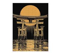 Puzzles for Adults 52x38cm/1000pcs Puzzles Torii Gate with Rising Sun Illustration Jigsaw for Adults Relaxing Games Presents for Women Stress Reduction Gifts 52x38cm/1000pcs