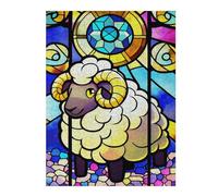 Puzzles for Adults 52x38cm/1000pcs Stained Glass Ram Window Adult Jigsaw Puzzle Hands-on Game Precision Cutting Challenging Game Gifts 52x38cm/1000pcs