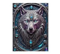 Puzzles for Adults 52x38cm/1000pcs Steampunk Metal White Wolf Puzzle for Adults Brain Teaser Game Improve Memory Fun at Home Activities, 52x38cm/1000pcs
