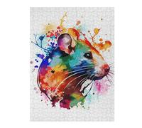 Puzzles for Adults 52x38cm/1000pcs Watercolor Rat Painting Jigsaws for Adults Brain Teaser Game Difficult Hard Challenging Game Gifts 52x38cm/1000pcs