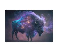 Puzzles for Adults 75x50cm/1000pcs Cosmic Buffalo in Space Puzzles for Adults Brain Teaser Game Perfect Decoration Unique Birthday And Xmas Gifts 75x50cm/1000pcs