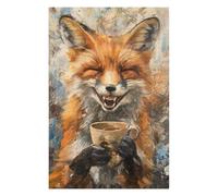 Puzzles for Adults 75x50cm/1000pcs Evil Laugh Fox Coffee Tea Teenagers Puzzles Toy Wall Decor Staycation Kill Time Christmas Birthday Gifts 75x50cm/1000pcs