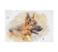 Puzzles for Adults 75x50cm/1000pcs German Shepherd Watercolor Puzzles for Adults Anti-Stress Toys Perfect Decoration Challenging Game Gifts 75x50cm/1000pcs
