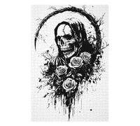 Puzzles for Adults 75x50cm/1000pcs Grim Reaper with Roses Black And White Jigsaws for Adults Anti-Stress Toys Enhance Memory Fun at Home Activities, 75x50cm/1000pcs